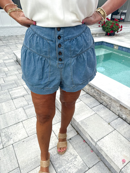 Denim Flare Shorts