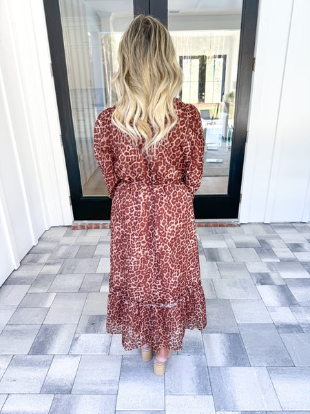 Leopard High Neck Midi