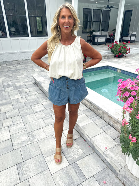 Denim Flare Shorts