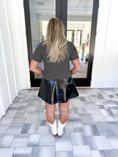 Faux Leather Contrast Dress