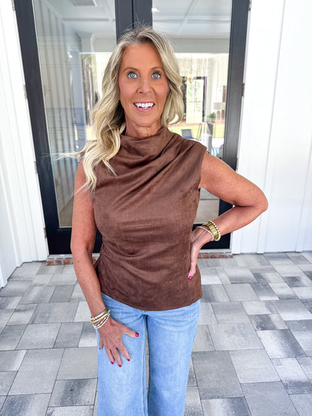 Brown Mock Neck Top