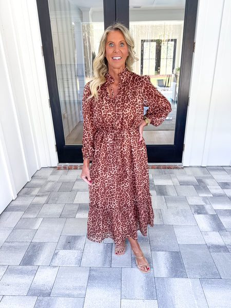 Leopard High Neck Midi