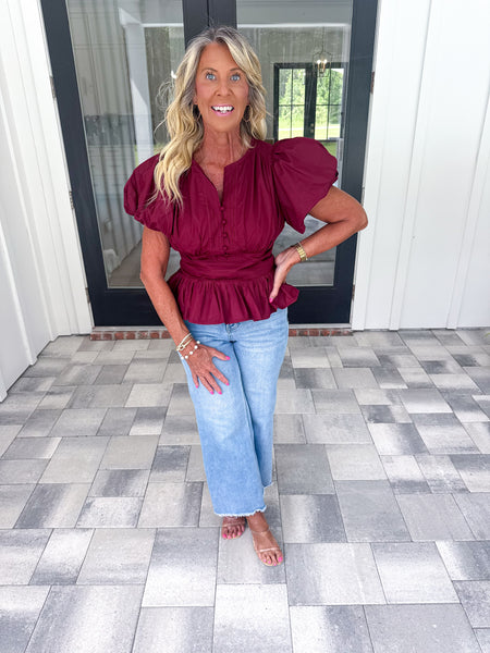 Garnet Puff Sleeve Top
