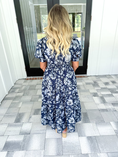 Navy Floral Midi