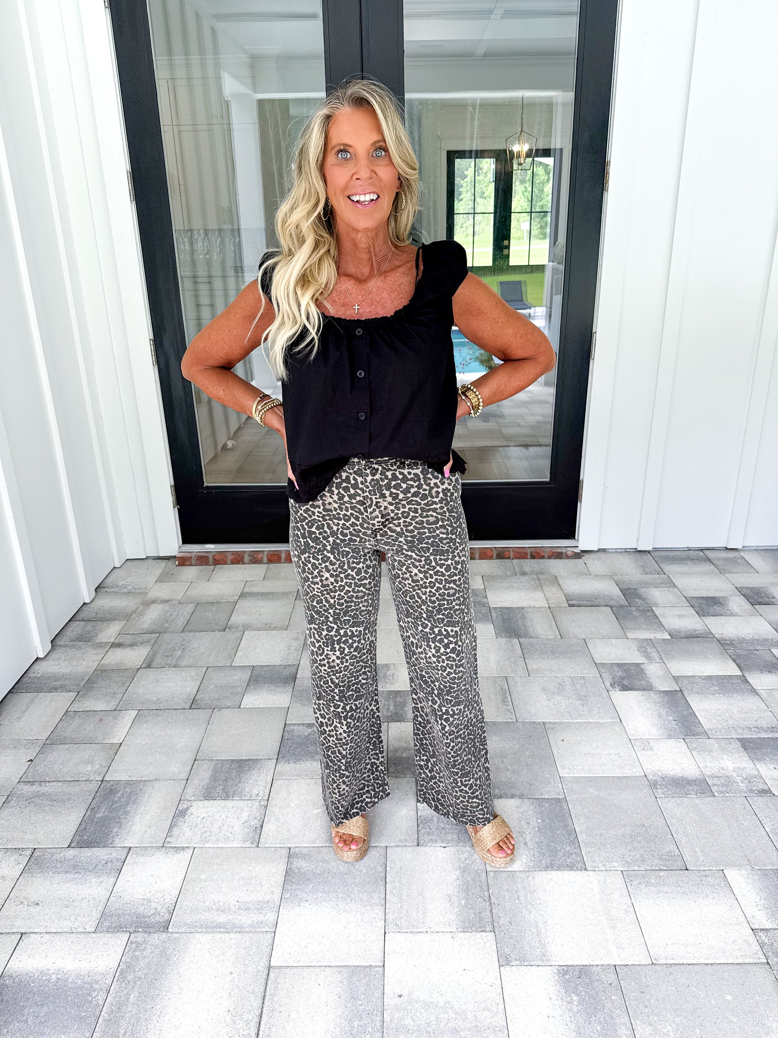 Leopard Denim Pants