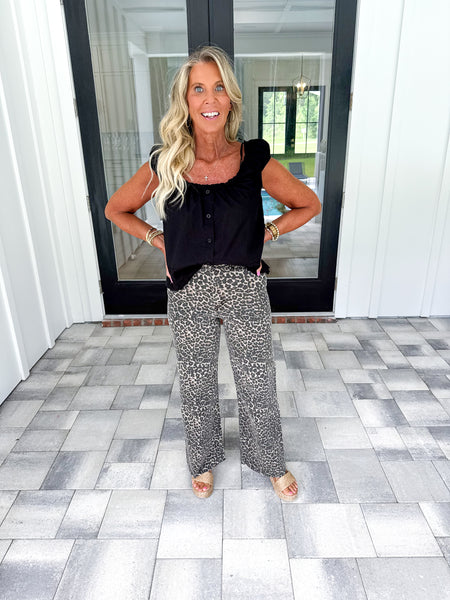 Leopard Denim Pants