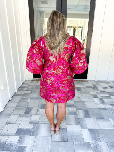 Pink Puff Sleeve Dress