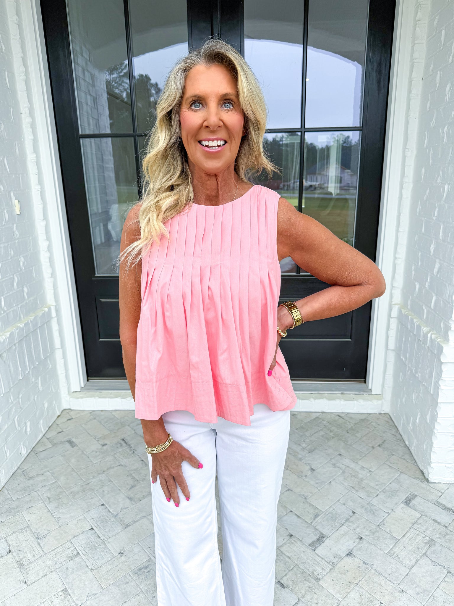 Pink Pleated Top