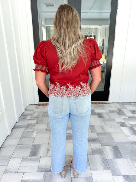 Brick Embroidered Top