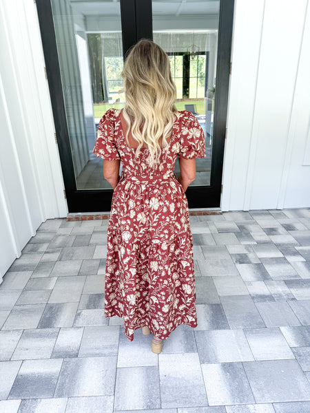 Floral Belted Midi