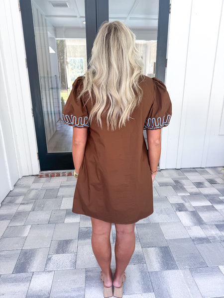Embroidered Shift Dress