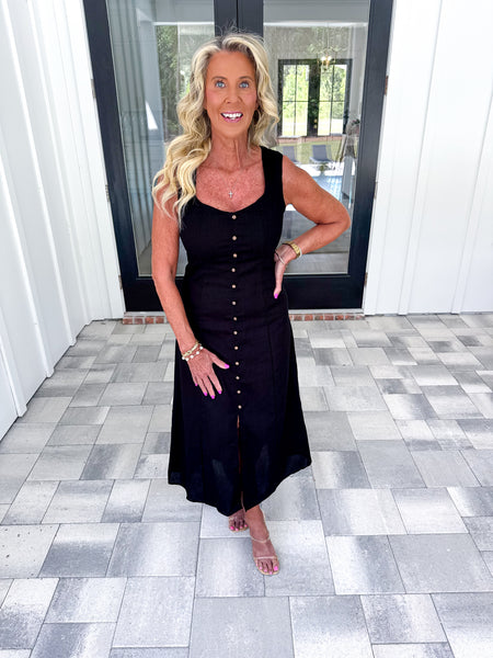 Black Button Midi