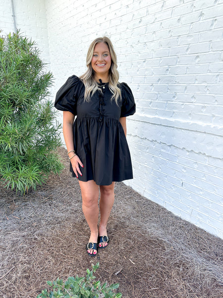 Bow Puff Sleeve Dress