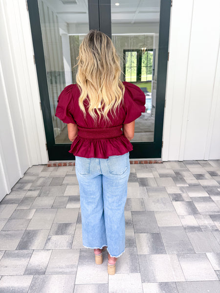 Garnet Puff Sleeve Top