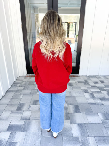 Red Mock Neck Sweater