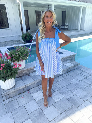 White Pinstripe Dress