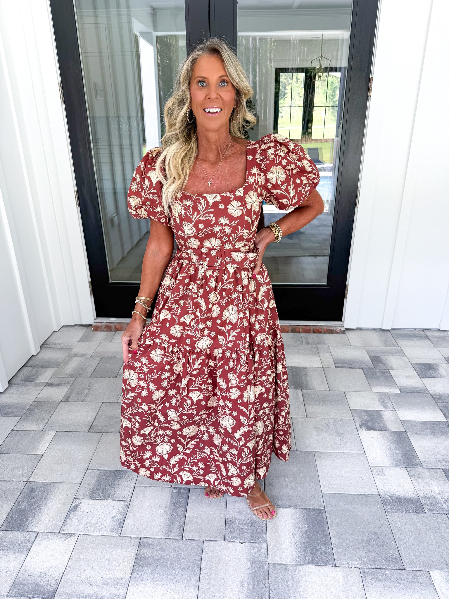 Floral Belted Midi