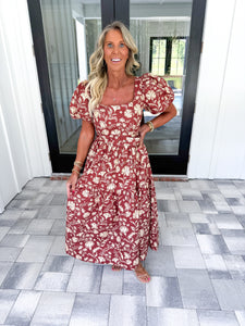 Floral Belted Midi