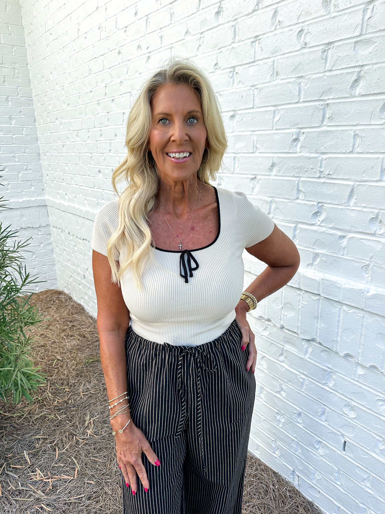 Front Tie Ribbed Top
