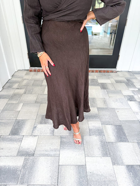 Chocolate Linen Skirt