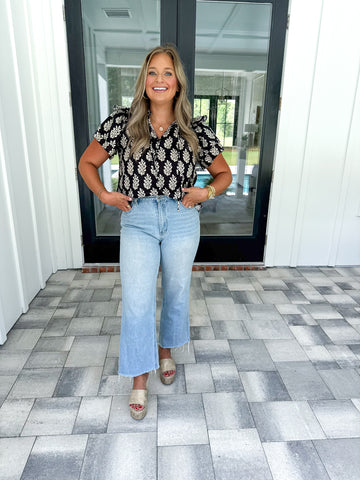 Black Patterned Top