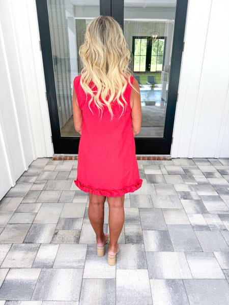 Red Ruched Bottom Dress
