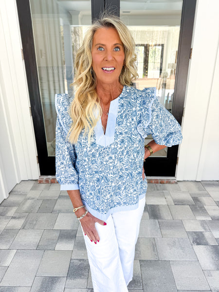 Floral Pintuck Top