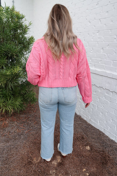 Pink Cable Knit Sweater