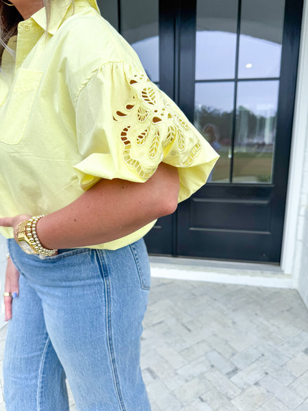 Yellow Bubble Sleeve Top