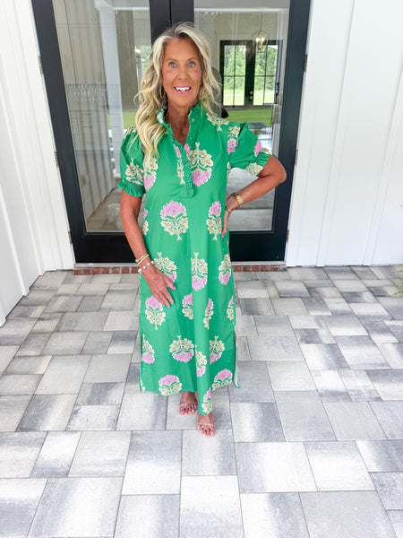 Green Pattered Midi