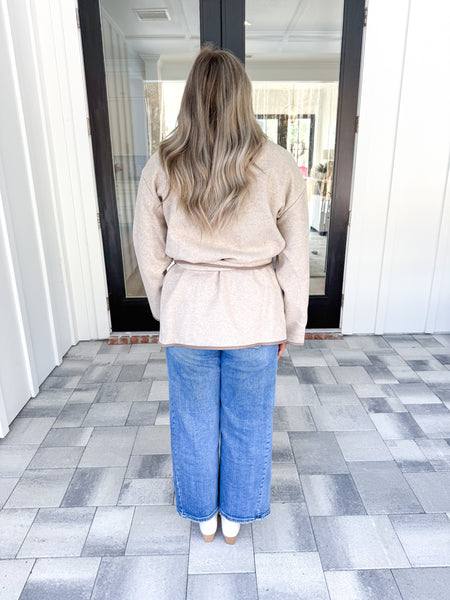 Contrast Belted Coat