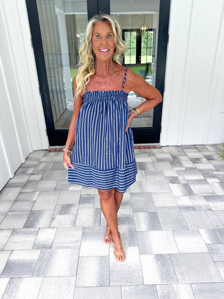 Navy Striped Dress