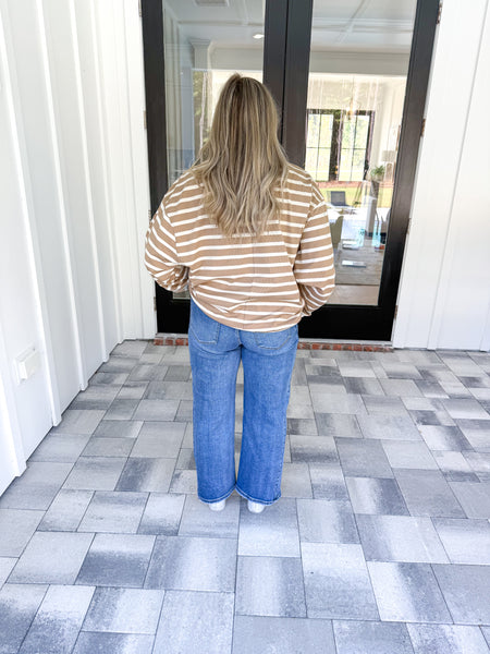 Taupe Striped Top