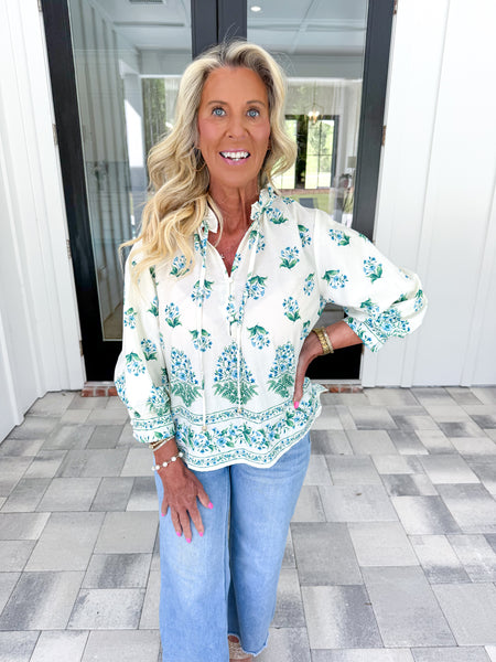 Cream Floral Top