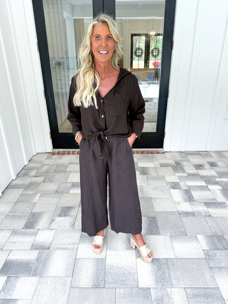 Chocolate Linen Trouser Pants