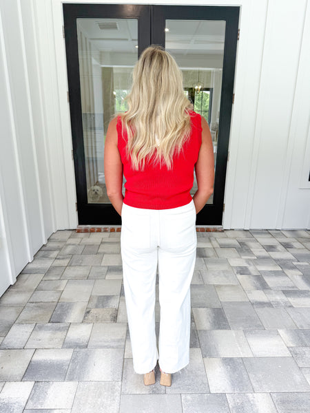 Red Gold Button Knit