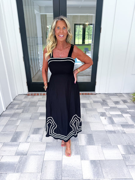Black Embroidered Midi
