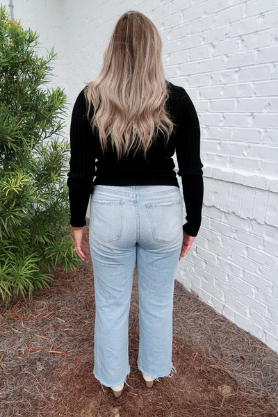 Black Pointed Hem Sweater
