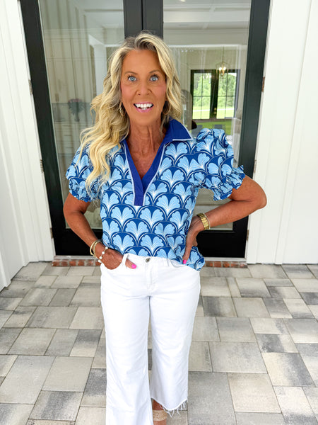 Blue Geometric Top
