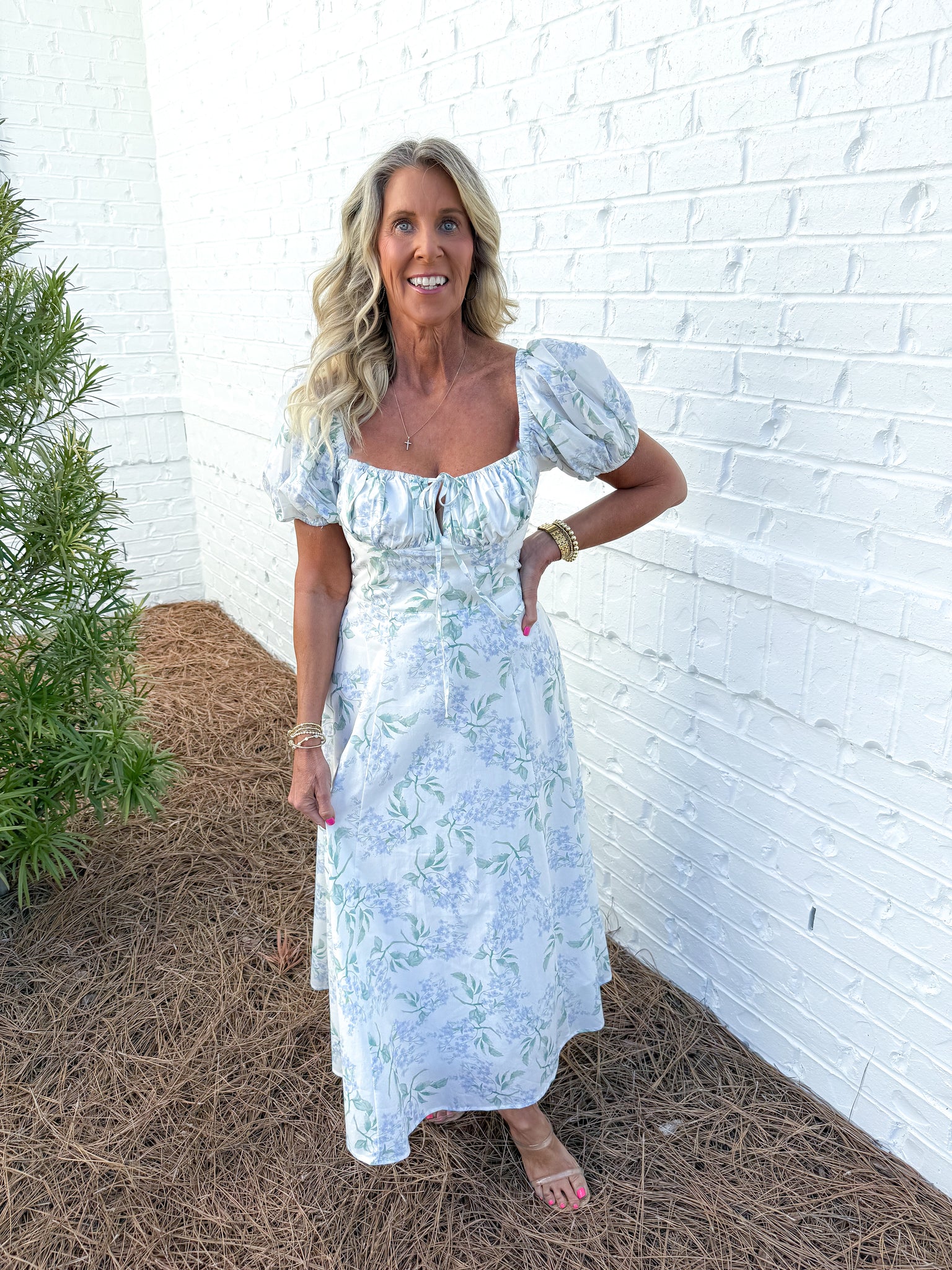 Floral Puff Sleeve Midi