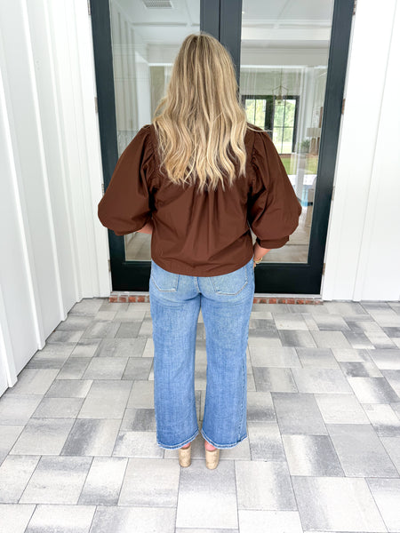 Brown V-Neck Top