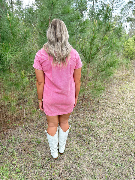 Washed Pink Denim Dress