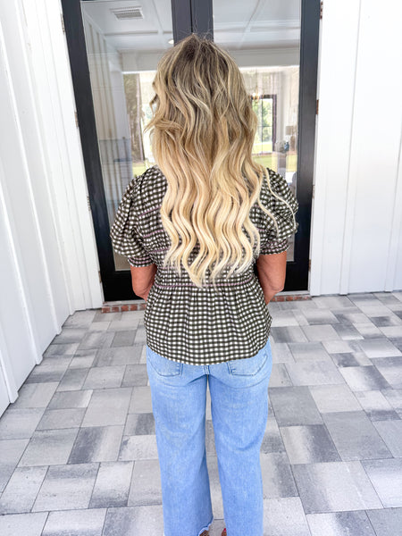 Olive Plaid Top