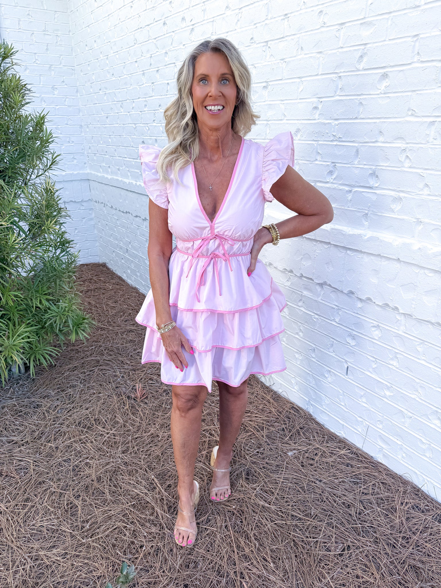 Pink Ruffle Tier Dress