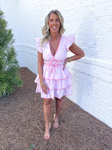 Pink Ruffle Tier Dress