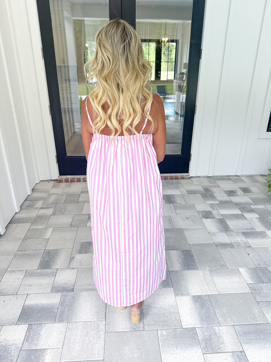 Pink Striped Midi – Lobo's Boutique Tally