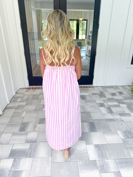 Pink Striped Midi