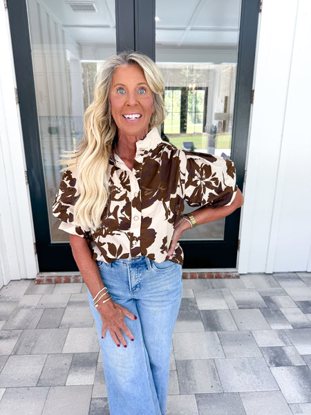 Brown Floral Top