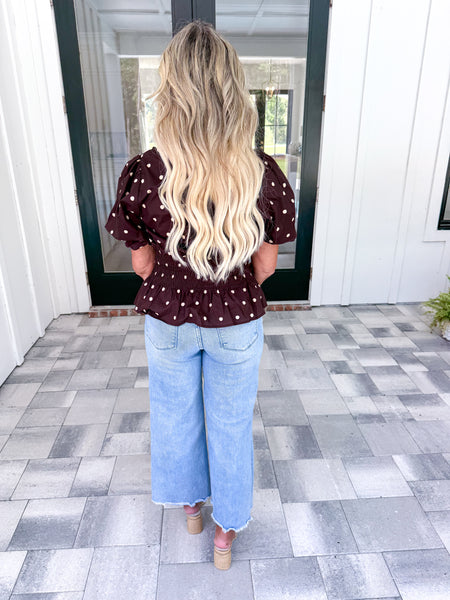 Brown Polka Dot Top