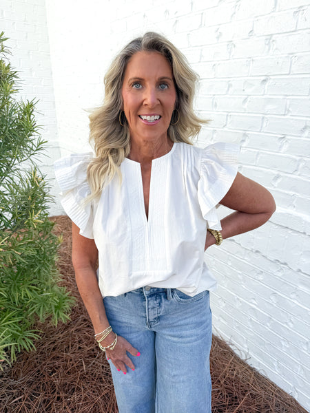White Poplin Top